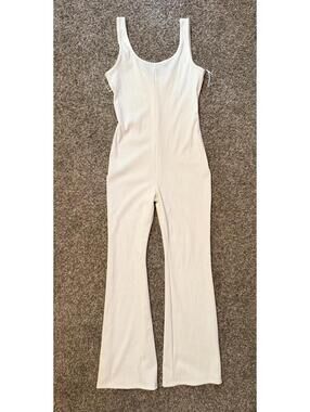 IRIS Ribbed Flared Full Length Jumpsuit Large